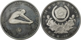 Weltmünzen und Medaillen, Südkorea / Korea South. Turmspringen Oly´88. 10000 Won 1987, Silber. 1 OZ. KM 57. Polierle Platte