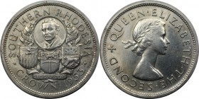 Weltmünzen und Medaillen, Südrhodesien / Southern Rhodesia. Cecil John Rhodes. 1 Crown 1953, Silber. 0.45 OZ. KM 27. Stempelglanz