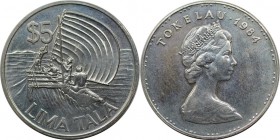 Weltmünzen und Medaillen, Tokelau islands. Fischer im Auslegerboot. 5 Tala 1984. Silber. 0.8 OZ. Stempelglanz