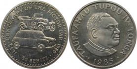 Weltmünzen und Medaillen, Tonga. 100. Jahrestag - Automobilindustrie. Cowley Tourenwagen und Morris Mini. 50 Seniti 1985, Kupfer-Nickel. KM 84. Stempe...