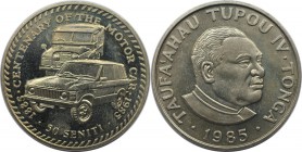 Weltmünzen und Medaillen, Tonga. 100. Jahrestag - Automobilindustrie. Range Rover und Landrover. 50 Seniti 1985, Kupfer-Nickel. KM 3. Stempelglanz