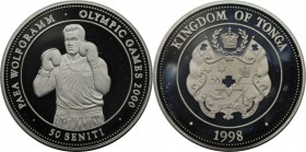 Weltmünzen und Medaillen, Tonga. Boxer. 50 Seniti 1998, Silber. 0.59 OZ. KM 171. Polierte Platte