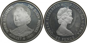 Weltmünzen und Medaillen, Tristan da Cunha. 80. Geburtstag Königin Mutter. 25 Pence 1980. Silber. 0.84 OZ. KM 3a. Polierte Platte
