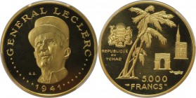 Weltmünzen und Medaillen, Tschad / Chad. 10. Jahrestag der Unabhängigkeit. General Leclerc. 5000 Francs ND (1970) NI, Gold. KM 10. PCGS PR67 DCAM