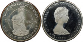 Weltmünzen und Medaillen, Turks und Caicos Inseln / Turks and Caicos Islands. 25. Jahrestag der Krönung der Königin Elizabeth II. Yale von Beaufort. 2...