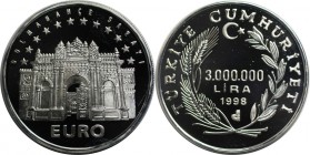 Weltmünzen und Medaillen, Türkei / Turkey. " Dolmabahce Palace". 3000000 Lira 1998, Silber. 0.94 OZ. Polierte Platte