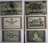 Banknoten, Deutschland / Germany, Lots und Sammlungen. Notgeld Düsseldorf. 1 Million Mark, 2 x 5 Millionen Mark. Lot von 3 Banknoten 1923. II