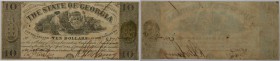 Banknoten, USA / Vereinigte Staaten von Amerika, Obsolete Banknotes. State of Georgia Notes. Milledgeville. 10 Dollars 1864. II