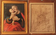 Kunst und Antiquitäten / Art and antiques. Ölgemälde "Madonna und Kind Jesus". 17 Jahrhundert. Nach der Restaurierung. Maße Gemälde: 78 x 63 cm. Maße ...