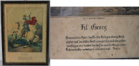 Kunst und Antiquitäten / Art and antiques. Gravüre. St. Georg St. George und der Drache (19. Jahrhundert). Im Rahmen