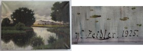 Kunst und Antiquitäten / Art and antiques. Ölgemälde ( W. Zeidler 1925). Motive: Landschaft. Maße Gemälde: 82 x 60 cm. Öl auf Leinwand. Ungerahmt...