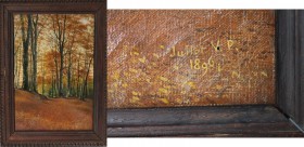 Kunst und Antiquitäten / Art and antiques. Ölgemälde. Motive: Birke (Jullot V. P. 1869). Maße Gemälde: 39 x 27.5 cm. Öl auf Leinwand. Im Rahmen
