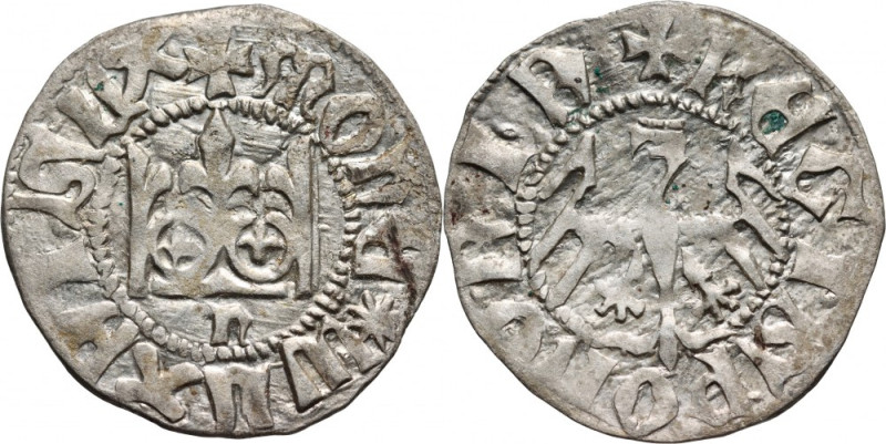 Władysław Jagiełło 1386-1434, półgrosz, Kraków, litera N Waga 1,59 g. Wyjątkowo ...