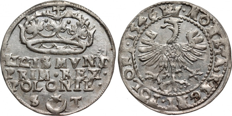 Zygmunt I Stary, grosz 1546 ST, Kraków Doskonale zachowany, z pięknym lustrem. R...