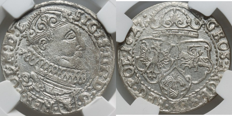 Zygmunt III Waza, szóstak 1627, Kraków Menniczy. Jedynie jeden egzemplarz otrzym...