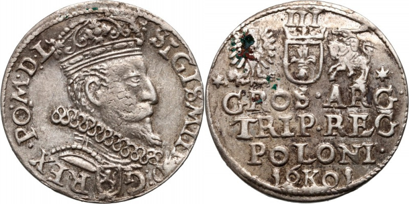 Zygmunt III Waza, trojak 1601, Kraków Drugi rocznik trojaków krakowskich Zygmunt...