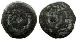 Judean Kingdom. John Hyrcanus I, 134 - 104 BC. AE Prutah. Brockage struck.