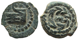 Judaea. Herod Archelaus, 4 BC-6 AD. AE Half Prutah. Jerusalem mint.
