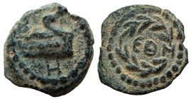 Judaea. Herod Archelaus, 4 BC-6 AD. AE Half Prutah. Jerusalem mint.