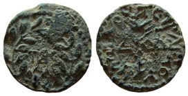 Judaea. Herod III Antipas, 4BC.- 39 AD. AE Half Denomination. Tiberias mint..
