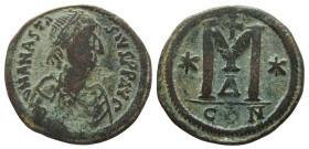 Anastasius I, 491-518 AD. AE Follis. Constantinople mint.