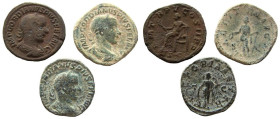 Gordian III, 238-244 AD. Lot of 3 AE Sestertii.