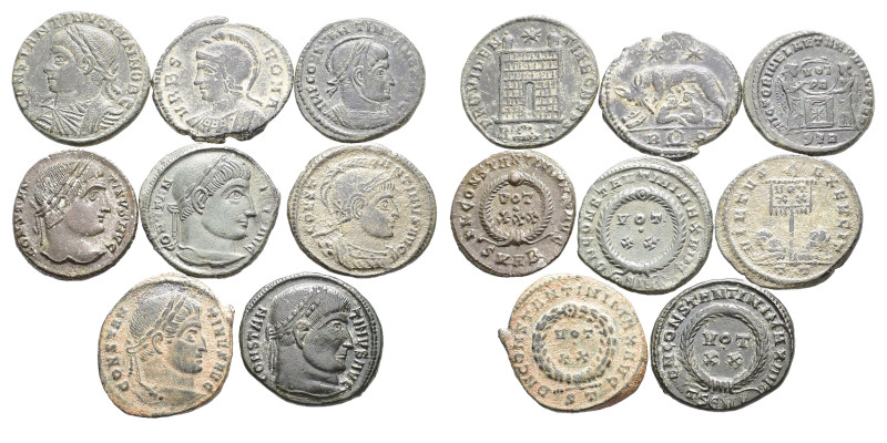 IMPERIO ROMANO. Lote de 8 follis. Dinastía constantiniana. Módulo pequeño. De BC...