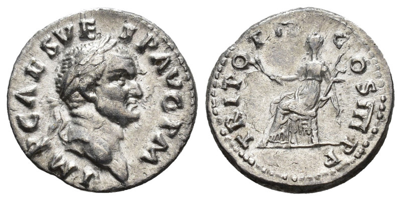 IMPERIO ROMANO. VESPASIANO. Denario. Roma (71 d.C.). A/ Cabeza laureada a der.; ...