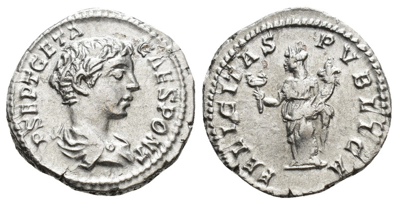 IMPERIO ROMANO. GETA. Denario. Roma (200-201). A/ Busto drapeado a der.; P SEPT ...