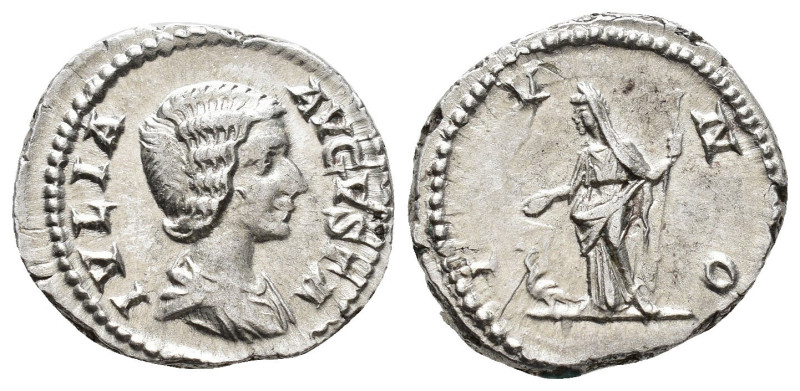 IMPERIO ROMANO. JULIA DOMNA. Denario. Roma (196-211). A/ Busto drapeado a der.; ...