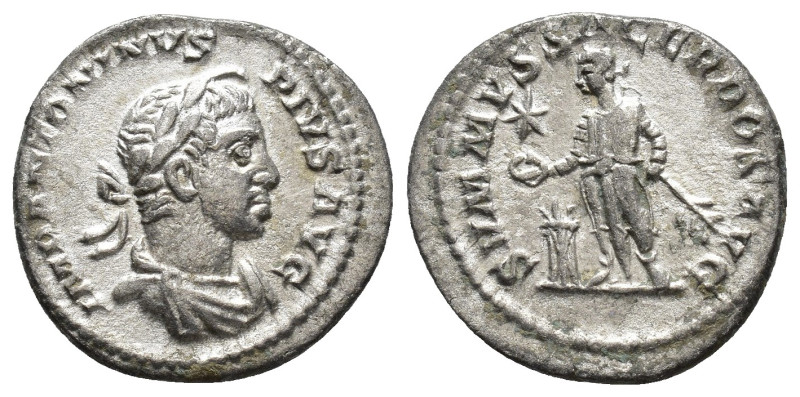 IMPERIO ROMANO. HELIOGÁBALO. Denario. Roma (215-222). A/ Busto laureado, con cue...