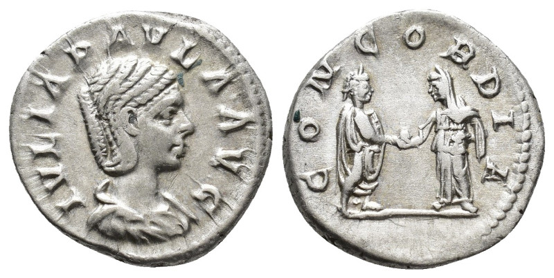 IMPERIO ROMANO. JULIA PAULA. Denario. Roma (219-220). A/ Busto drapeado a der.; ...