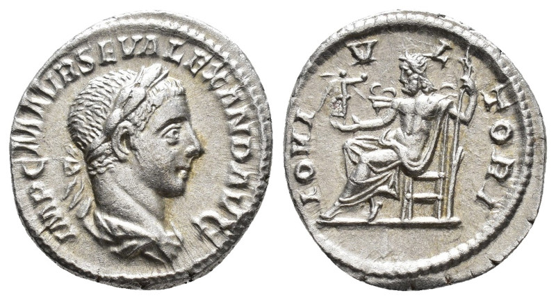 IMPERIO ROMANO. ALEJANDRO SEVERO. Denario. Roma (222-228). A/ Busto laureado y d...