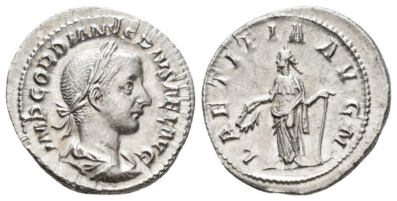 IMPERIO ROMANO. GORDIANO III. Denario. Roma (241-243). A/ Busto laureado, drapea...