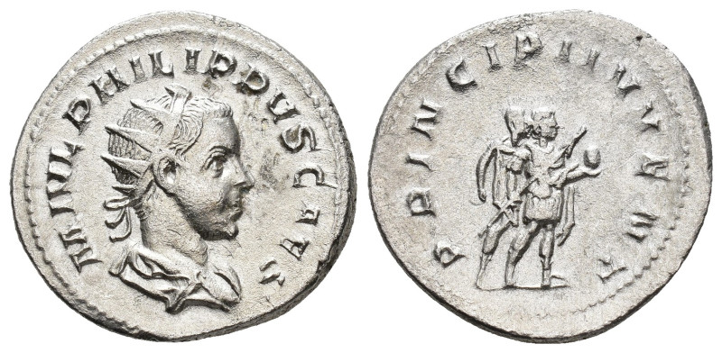 IMPERIO ROMANO. FILIPO II. Antoniniano. Roma (244-246). A/ Busto radiado, drapea...