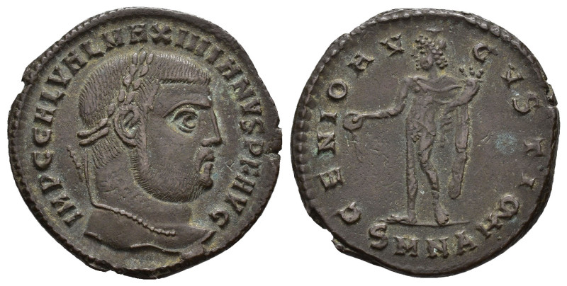 IMPERIO ROMANO. GALERIO MAXIMIANO. Follis. Nicomedia (308-309). A/ Cabeza laurea...