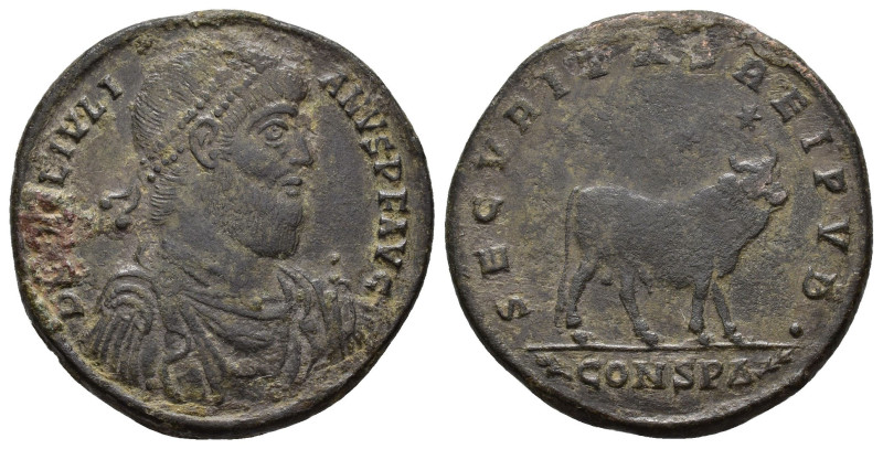 IMPERIO ROMANO. JULIANO II. Follis. Constantinopolis (361-363). A/ Busto diadema...