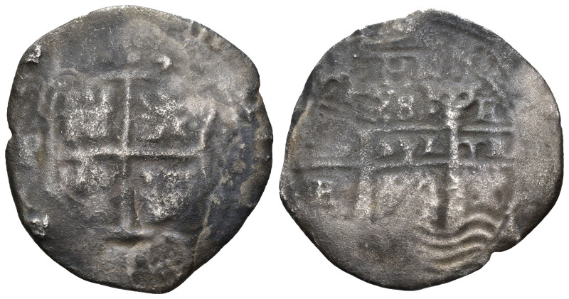 FELIPE IV. 8 reales. ¿1655? Potosí. E. AR 14,67 g. 36 mm. AC-1506? Fuertes erosi...