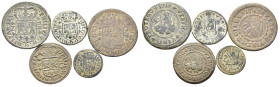 FELIPE V. Lote de 5 piezas: 1 maravedí, 2 mrs., y 4 mrs. (2) de Felipe V y 1 maravedí de Fernando VI. Calidad media MBC-.

Lote no sujeto a tasas de...