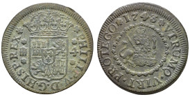 FELIPE V. 4 maravedís. 1743 Segovia. CU 6,26 g. 27,7 mm. VI-94; AC-95. MBC.