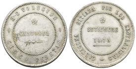 REVOLUCIÓN CANTONAL. 5 pesetas. 1873 Cartagena. No coincidente sobre eje horizontal. AR 27,55 g. 37,3 mm. VII-30; AC-10. Leves rayitas. EBC-.
