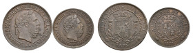 CARLOS VII. Lote de 2 piezas: 5 y 10 cts. 1875, Bruselas. MBC el 10 cts., MBC/MBC- el 5 cts.