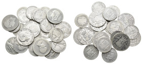 ALFONSO XIII. Lote de 24 monedas: 1 pta. Gobierno Provisional (2), Alfonso XII (4) y Alfonso XIII (9) y 2 pts. Gobierno Provisional (2), Alfonso XII (...