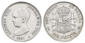 ALFONSO XIII. Peseta. 1891*-91 Madrid. PGM. AR 4,92 g. 23 mm. VII-151; AC-53. Golpecitos. MBC.
