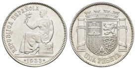 II REPÚBLICA. Peseta. 1933*3-4. AR 5,03 g. 23,1 mm. VII-218; AC- B.O. SC.