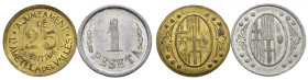 GUERRA CIVIL. L'Atmella del Vallès. Lote de 2 piezas: 25 cts. y 1 pta. MBC/MBC+.