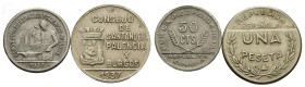 GUERRA CIVIL. Consejo de Santander, Palencia y Burgos. Lote de 2 piezas: 50 cts. Sin PJR y 1 pta. 1937. MBC.