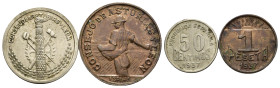 GUERRA CIVIL. Asturias y León. Lote de 2 piezas: 50 cts. y 1 pta. VII-232 y 233; AC-8 y 9. R.B.O. MBC.