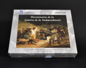 JUAN CARLOS I. Estuche FNMT serie plata, Bicentenario de la Guerra de la Independencia. 4 piezas: 3 de 10 euros (8 reales, AR 27 g), General Castaños,...