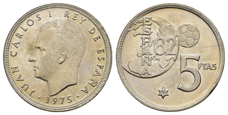JUAN CARLOS I. 5 pesetas. 1975*80 Madrid. Error del mundial. CuNi 5,71 g. 23 mm....